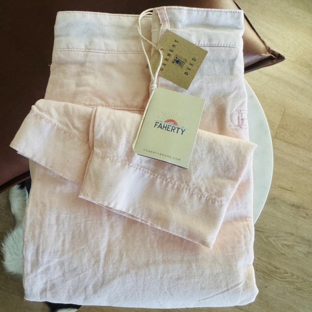 Faherty Malibu Linen & Cotton Chino Shorts, Size 40 Waist,  Summer Pink, NWT‎
